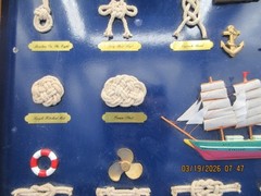 Nautical Wooden Framed Knot Display Featuring Collection of Rope Knots Ship