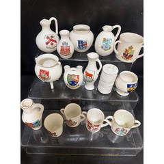 15pc W.H. Goss Miniature Crested China Collection Vintage British Souvenir Lot