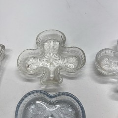 VTG Indiana Glass Lot Card Suit Trinket Dishes Clover Diamond Heart Etc
