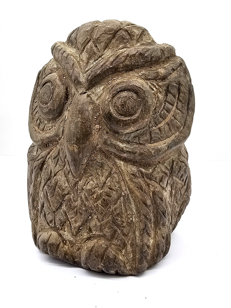 300 BC Ancient Greek Roman Statue Owl Athena Pure Stone Large Carved Artifact