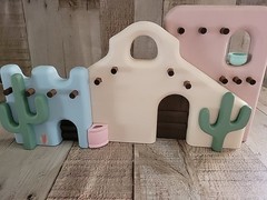 Southwest Diorama Adobe House Cactus Woodcraft Hanging Wall Art Home Interiors