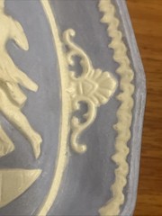 Vintage Blue Jasperware Trinket Dishes Neoclassical Cherub Cameo Trays Pair