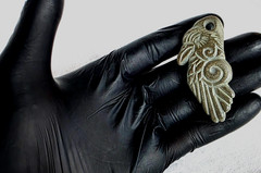 300 BC Ancient Carved Engraved Gemstone Pendant Medallion Amulet Mythical bird