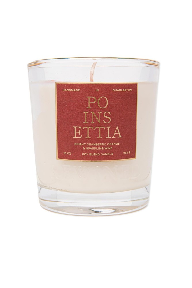 Rewined Poinsettia Candle 10 oz Red Functional Soy Wax Standard Holiday Decor