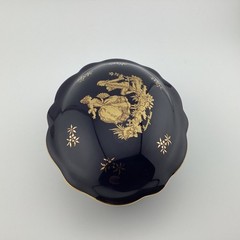 Limoges Castel Oval Trinket box with 22K Gold Design, made in France