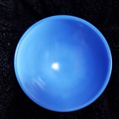 Vintage AKRO Agate Slag Footed Blue Trinket Dish Bowl with Lid 3.5″ x 3″