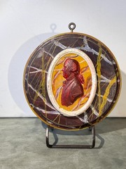 Neoclassical Faux Marble Cameo Plaque With Painted Intaglio of Josiah Wedgwood I