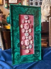 19th Century Italian Grand Tour Intaglio Collection With Painted Faux Malachite