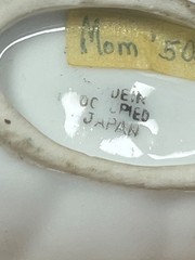 Small Hand Painted Gold Trim Porcelain Basket Flowers Occupied Japan