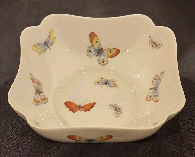 Vintage Limoges France Square Butterfly Bowl Dish