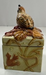 Fitz and Floyd Harvest Quail Fall Candy Dish Vintage Ceramic 1990s