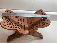 Vintage Ornate Carved Wood Folding Cookbook Holder Bible Book Display Stand
