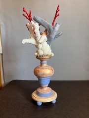 Vintage Italian Baroque Grotto Style Giltwood Faux Red Coral & Driftwood Article