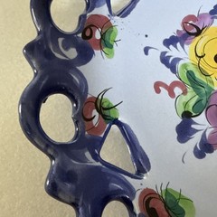 Vintage Colorful Vestal Portugal Blue Floral Decorative Wall/Plate B3