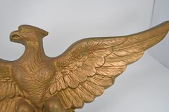VTG Cast Aluminum Gold Painted Eagle Phoenix Bird Wall Plaque Roquet Antique 21″
