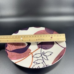 POTTERY BARN Graphic Harvest Ceramic Dish Plate Made In Brazil Round New Set 4