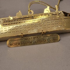 Norwegian Cruise Ship Gold Plated Metal Christmas Ornament Norway Cruise Line