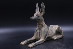 ANCIENT EGYPTIAN ANTIQUITIES UNIQUE EGYPTIAN STATUE ANUBIS GOD FUNERARY RITES