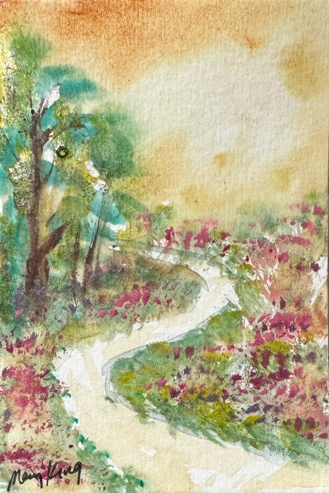 Watercolor ACEO Original Painting by Mary King – Winding Path