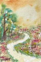 Watercolor ACEO Original Painting by Mary King – Winding Path