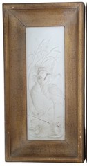 Bas Relief Cherubs & Cranes Framed Sculpted Pictures 7″x14″ Vintage Decorative