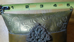 BAG~Brass & Copper Pillow Trinket Purse With Felt Lining Inside Antique Damaged
