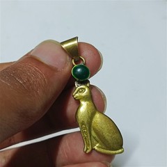 Handmade Brass Bastet Cat Pendant – Ancient Egyptian Jewelry