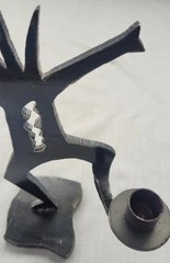 Vintage Original Ivan McLean Cut Steel Metal Sculpture Candle Holder Heart 1998