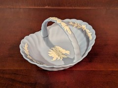 Wedgwood Jasperware Light Blue Thistle Basket 5.75″ x 4.25″ x 3.25″ England