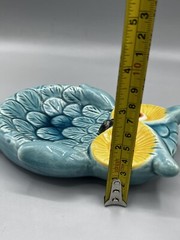 Blue Ceramic Owl Decorative Dish Plate Trinket Spoon Rest