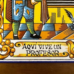 Spanish Ceramic Tile Aqui Vive Un Profesor Square