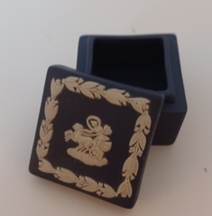 Small Wedgwood Dark Blue Jasperware Square Trinket Box 1.5×1.5 inch