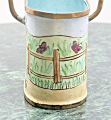Empress Arts LTD 2000 Miniature Enamel Watering Can Bunny Rabbit Basket Vintage