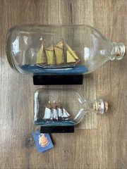 Vintage 3 Masted Schooner Ships In A Bottle Impressed Cork Seal John Madison