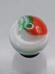 .64″ Akro Corkscrew Popeye Red, Green, White Christmas Marble- #CE125