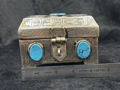 Islamic Antique Silver Plated Khorasan Box With Turquoise Stone Beautiful Art