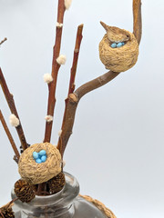 MARJOLEIN BASTIN Hallmark Bird Nest Clip Pair, Blue Eggs Ornaments Vintage, NEW