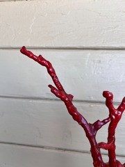 Italian Baroque Style Faux Red Coral Specimen on the Silver Gilt Wood Pillar