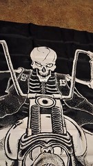 Large Vintage 80’s Death Rider Motorcycle Biker Flag Tapestry Wall Hanging