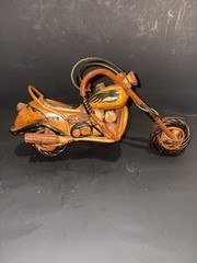 Wooden Motorcycle Model Handmade Chopper Collectible Sculpture Cycle 12″ 6″ 3″