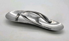 Flip Flop Sandal Trinket Dish Cast Aluminum Silver Color Beach Decor