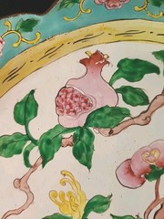 Floral Enameled Copper Plate Republic Of China Scalloped Edge 10″ Decor Plate