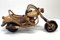 Vtg Wooden Handcrafted Motorcycle Harley Davidson Style ? 6 1/2 Inches High