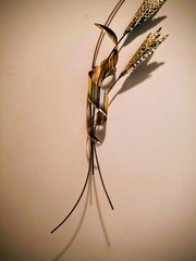 vintage Mid-cenrury Homco Brass Metal wheat stalk wall hanging 31 inches Retro