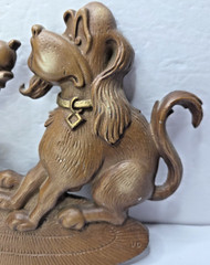 Vtg Sexton Cast Metal Bathroom Wall Plaque Boy Dog Spot 1976 USA Wall Hanger