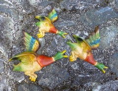 Rare Vintage Parkside Cast Metal Hand Painted Flying Ducks Set Made in England