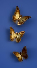 3 Vintage Home Interiors Brass Metal Butterfly Wall Hangings