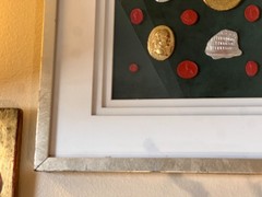 Grand Tour Neoclassical Gilded & Red Plaster Intaglio Set in Silvered Frame