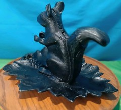 Vintage Aluminum Cast Squirrel Collectible Nut Cracker Black