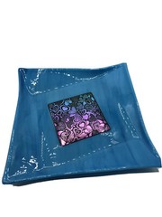 Beautiful Blue Art Glass Plate Dish Fun